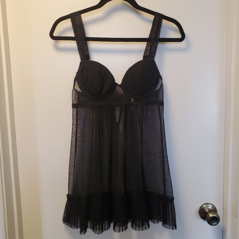 Gilligan & O'malley Black Swiss Dot Chemise